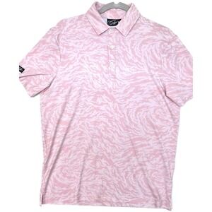 Sunday Swagger Polo Shirt Mens Small Pink Swirl Print Golf Stretch Performance